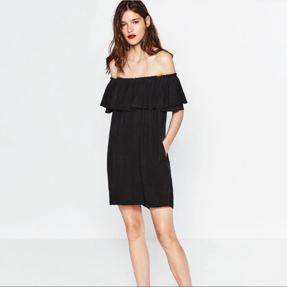 Zara off the shoulder black dress